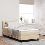 vidaXL Lit à ressorts avec matelas crème 100x200 cm en tissu