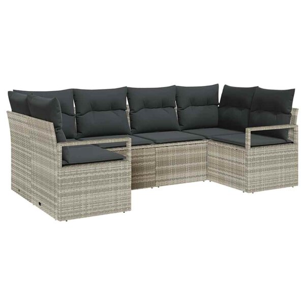 vidaXL Ensemble de canapé de jardin 6 Pièces Gris clair Poly rotin