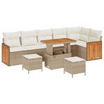 vidaXL Ensemble de canapé de jardin 9 Pièces Beige et crème polyrotin