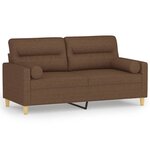 vidaXL Canapé 2 places avec oreillers décoratifs marron 140 cm tissu