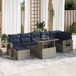 vidaXL Salon de jardin avec coussins 8 Pièces gris résine tressée acacia
