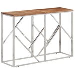 vidaXL Table console argenté acier inoxydable et bois massif d'acacia
