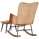 vidaXL Chaise à bascule et repose-pieds Marron Cuir véritable et toile