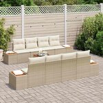 vidaXL Ensemble de canapé de jardin 9 Pièces Beige Poly rotin