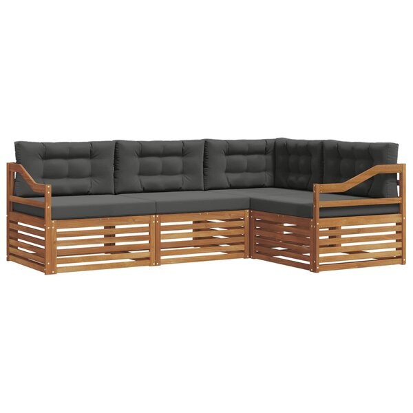 vidaXL Ensemble de canapés d'extérieur 4 Pièces Naturel et Anthracite
