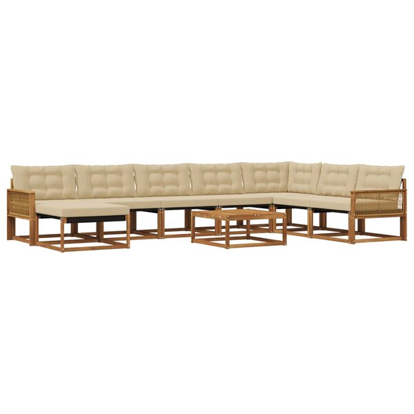 vidaXL Ensemble de canapés d'extérieur 9 Pièces Naturel et Beige