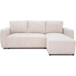 Canapé d'angle convertible réversible 3-4 places - Velours côtelé beige  coffre de rangement - 230 x 155 x Hauteur 71-95 cm