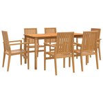 vidaXL Ensemble à manger de jardin 7 Pièces Bois de teck solide