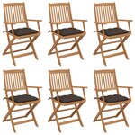 vidaXL Chaises pliables de jardin 6 Pièces avec coussins Bois d'acacia