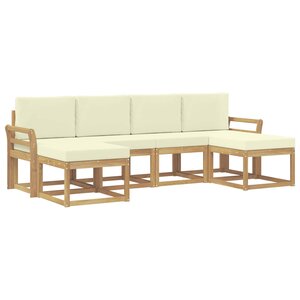 vidaXL Ensemble de canapés d'extérieur 6 pc Blanc et crème Polyester