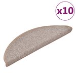 vidaXL Tapis d'escalier 10 pièces 56x17x3 cm Marron clair Demi-rond