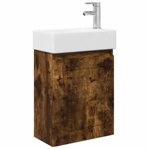 vidaXL Meuble de salle de bain avec robinet Chêne fumé