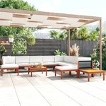 vidaXL Salon de jardin 12 Pièces avec coussins Crème Bois d'acacia solide