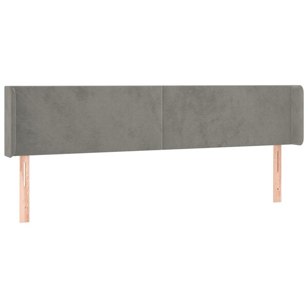vidaXL Tête de lit avec oreilles Gris clair 203x16x78/88 cm Velours