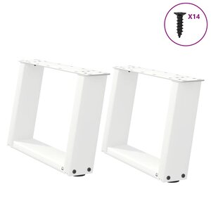 vidaXL Pieds de table basse en U 2 pièces Blanc 40 x (30-31) cm Acier