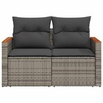 vidaXL Canapé de jardin 2 places avec coussins gris résine tressée