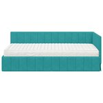 vidaXL Cadre de lit d'angle avec matelas Turquoise 90 x 200 cm Velours
