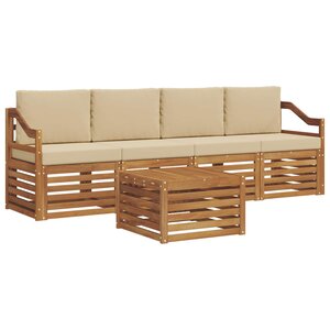 vidaXL Ensemble de canapés d'extérieur 5 Pièces Naturel et Beige