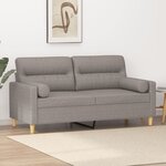 vidaXL Canapé 2 places avec oreillers décoratifs taupe 140 cm tissu