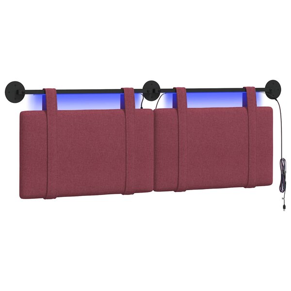 vidaXL Tête de lit suspendue Bordeaux Tissu