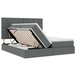 vidaXL Lit de rangement LED avec matelas Gris foncé 180 x 200 cm Tissu