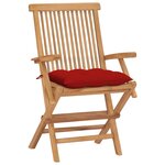 vidaXL Chaises de jardin et coussins rouge lot de 4 Bois teck massif