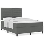 vidaXL Lit à ressort avec matelas gris foncé 160x200 cm en tissu