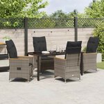 vidaXL Ensemble de salle à manger pour jardin 5 Pièces Gris Poly rotin