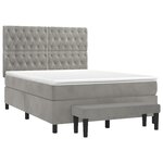vidaXL Sommier à lattes de lit et matelas Gris clair 140x190cm Velours