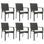 vidaXL Ensemble à manger de jardin coussins 7Pièces Noir Résine tressée