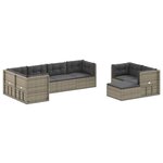 vidaXL Salon de jardin 8 Pièces avec coussins Gris Résine tressée