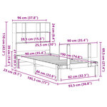 vidaXL Lit bibliothèque sans matelas 90x190 cm bois de pin massif