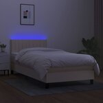 vidaXL Sommier à lattes de lit avec matelas LED Crème 90x200 cm Tissu