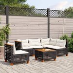 vidaXL Salon de jardin 6 Pièces avec coussins noir résine tressée