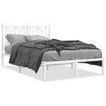 vidaXL Cadre de lit métal avec tête de lit blanc 120x200 cm