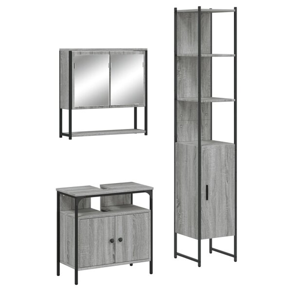 vidaXL Ensemble de meubles de salle de bain 3 Pièces Sonoma gris