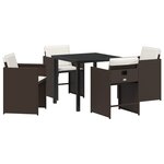 vidaXL Ensemble de salle à manger de jardin 5 pièces avec coussins en poly rotin brun