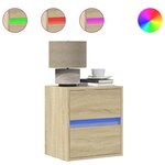 vidaXL Table de chevet murale avec lumières LED chêne sonoma