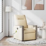 vidaXL Fauteuil de massage inclinable Crème Tissu
