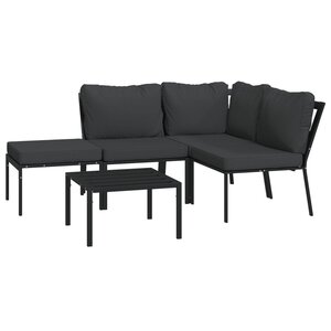 Salon de jardin meuble d'extérieur ensemble de mobilier 5 pièces avec coussins gris acier 02_0016379