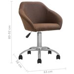 Vidaxl chaises pivotantes à manger lot de 2 marron tissu