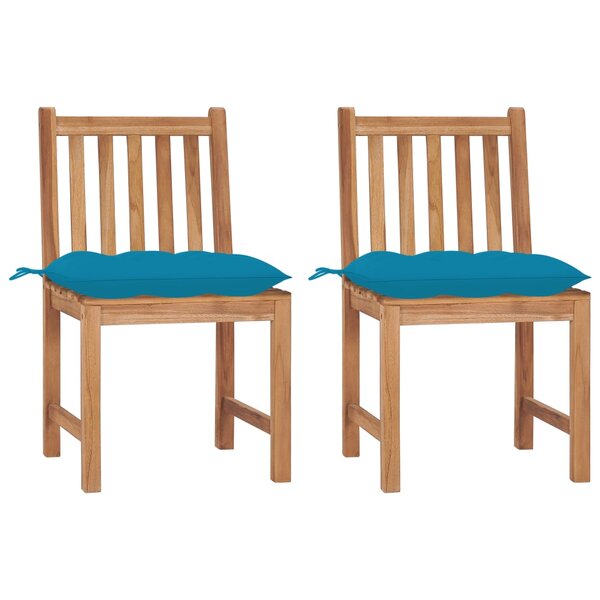 vidaXL Chaises de jardin lot de 2 avec coussins Bois de teck massif
