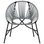 vidaXL Chaise œuf de jardin noir et gris clair résine tressée