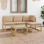 vidaXL Salon de jardin 5 Pièces avec coussins beige