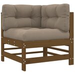 vidaXL Salon de jardin 5 Pièces avec coussins marron miel bois massif