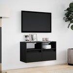 vidaXL Meubles TV muraux avec lumières LED 2 Pièces noir 41x31x45 cm