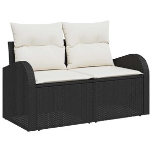 vidaXL Canapé de jardin avec coussin Noir 124 x 62 x 69cm polyrotin