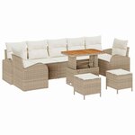 vidaXL Ensemble de canapé de jardin avec coussin 10 Pièces Beige  Crème
