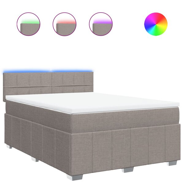 vidaXL Sommier à lattes de lit avec matelas Taupe 160x200 cm Tissu