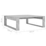 vidaXL Table basse Gris béton 100x100x35 cm Bois d'ingénierie